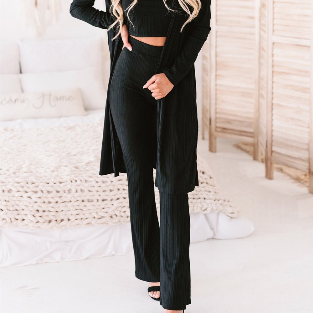 3 Piece Ribbed Lounge Set